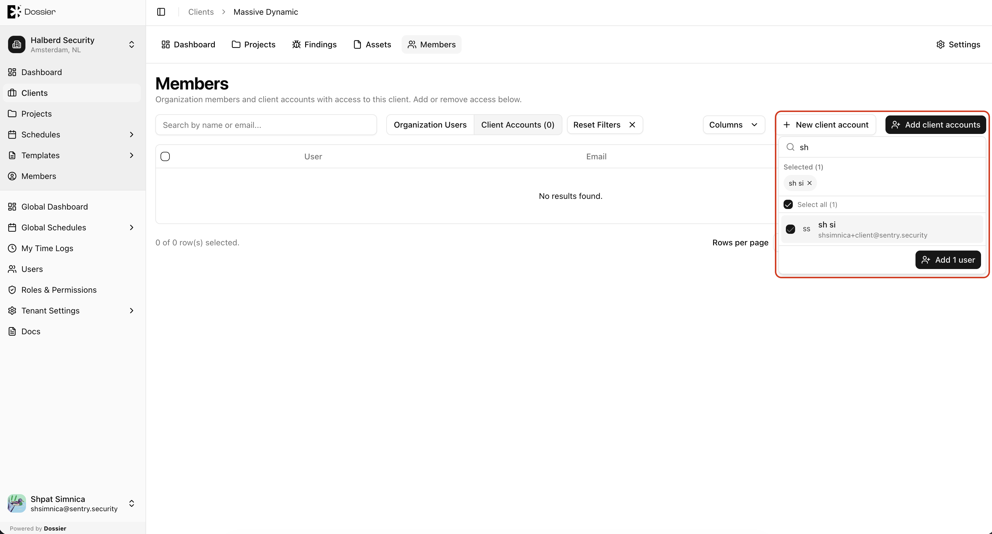 Add client account