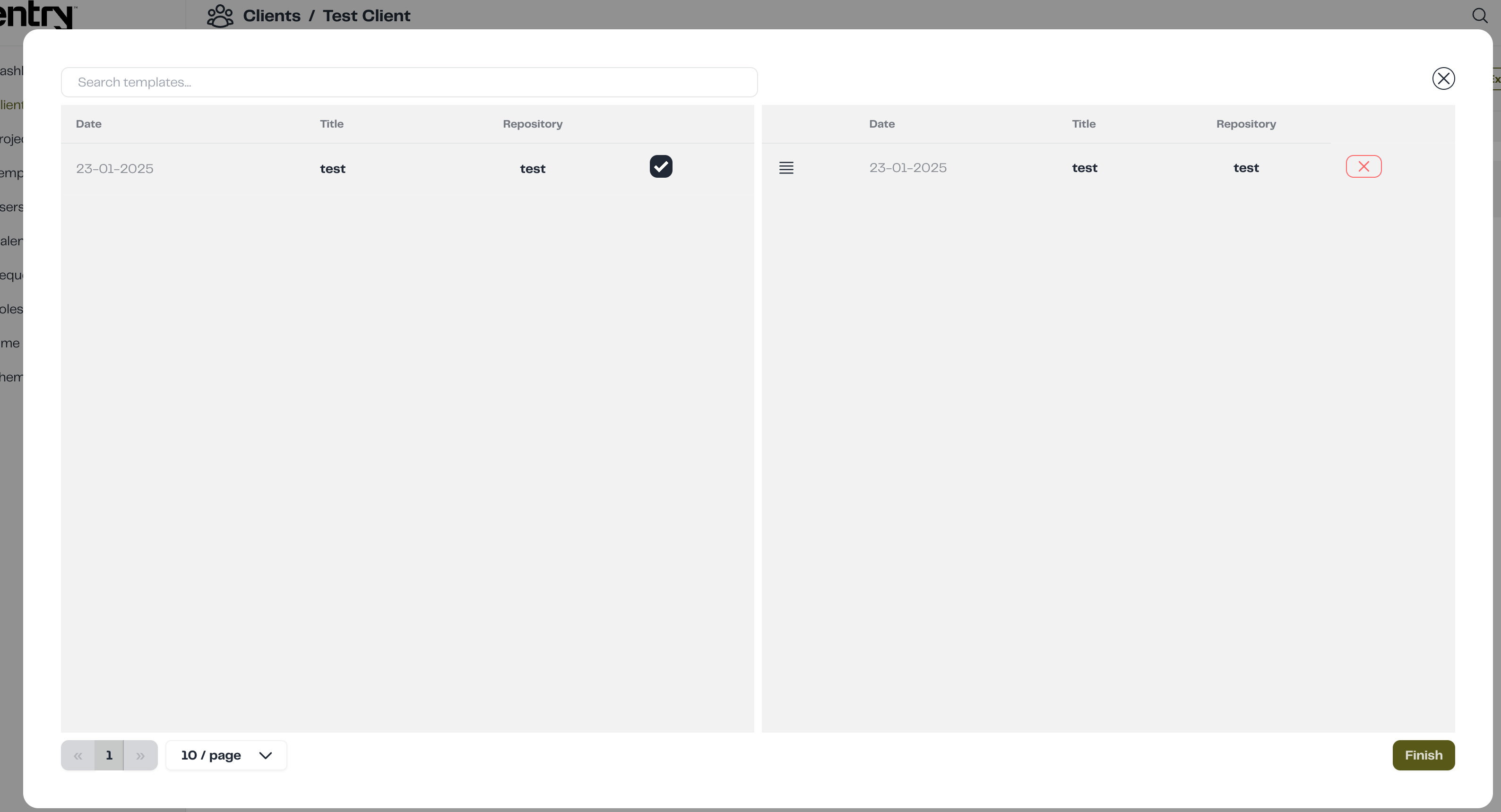 Choose Template Modal