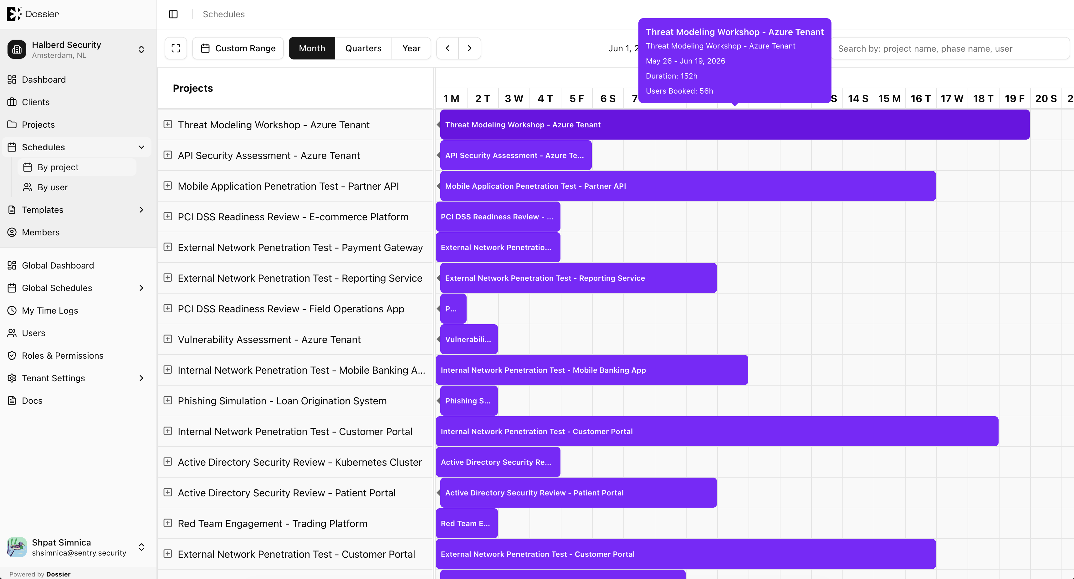 Project Schedules phase click