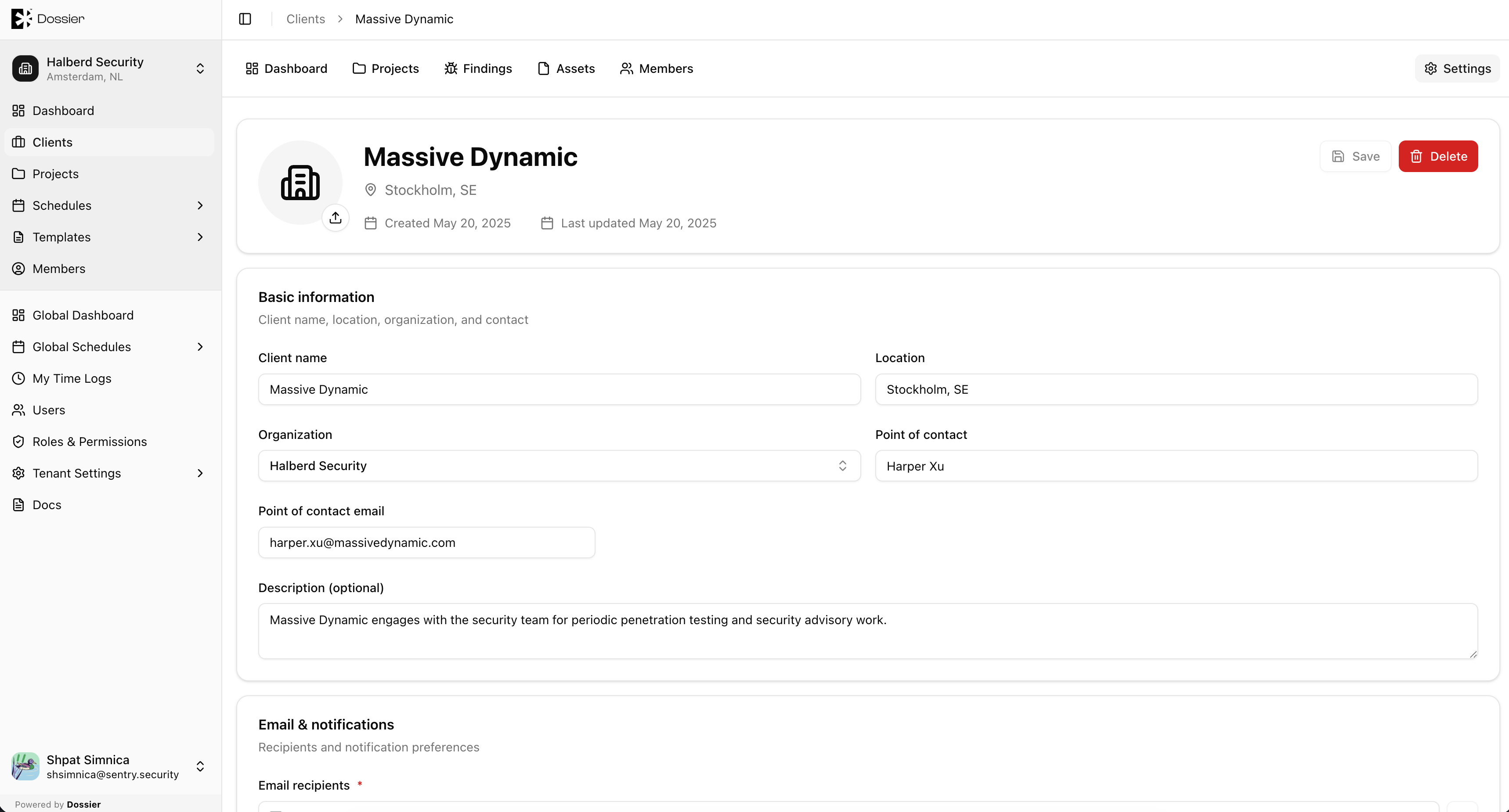 Client details