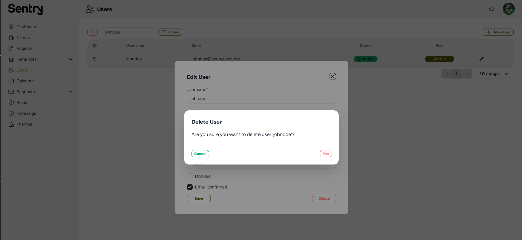 Confirm Delete