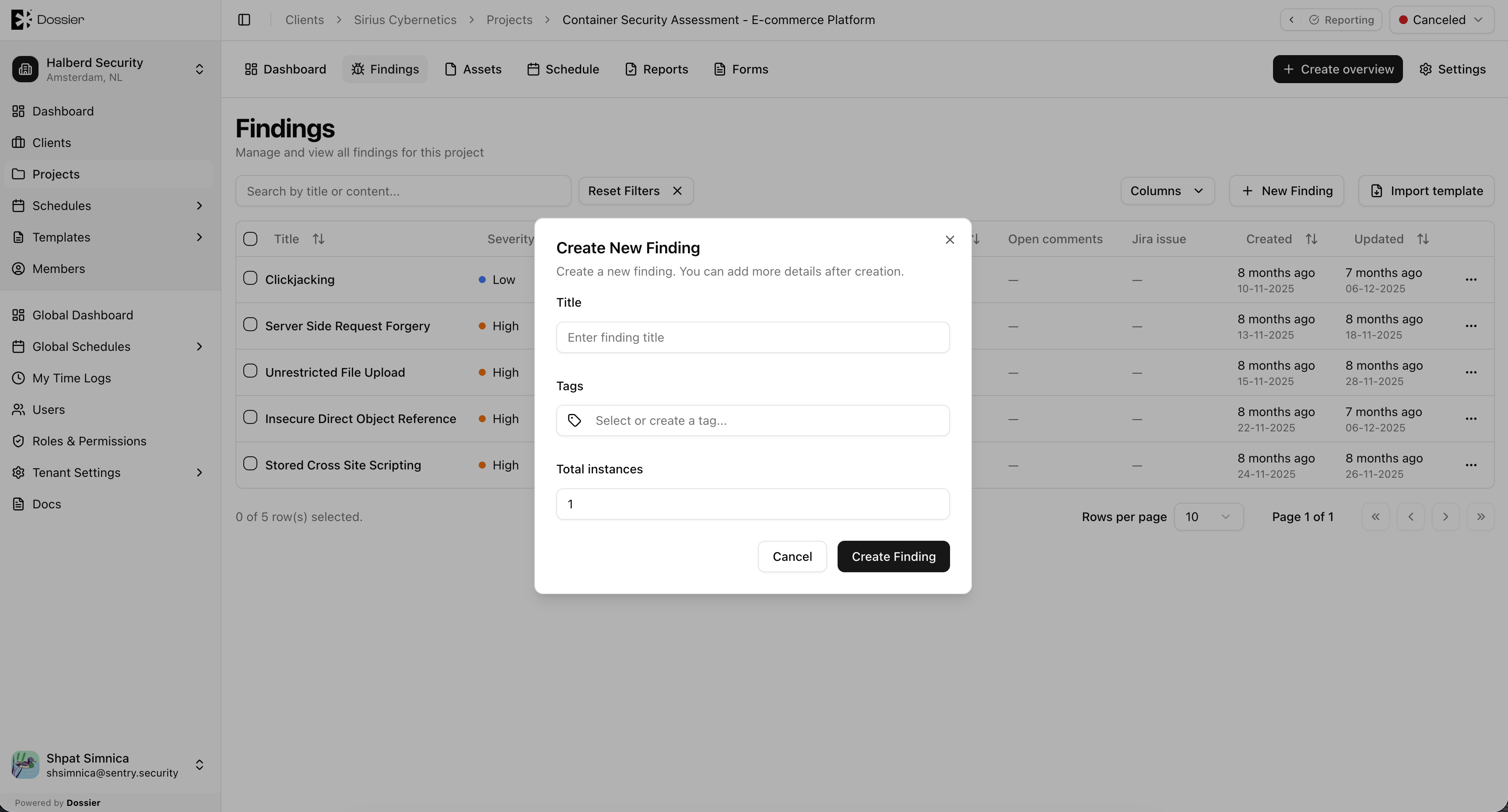 Create Finding