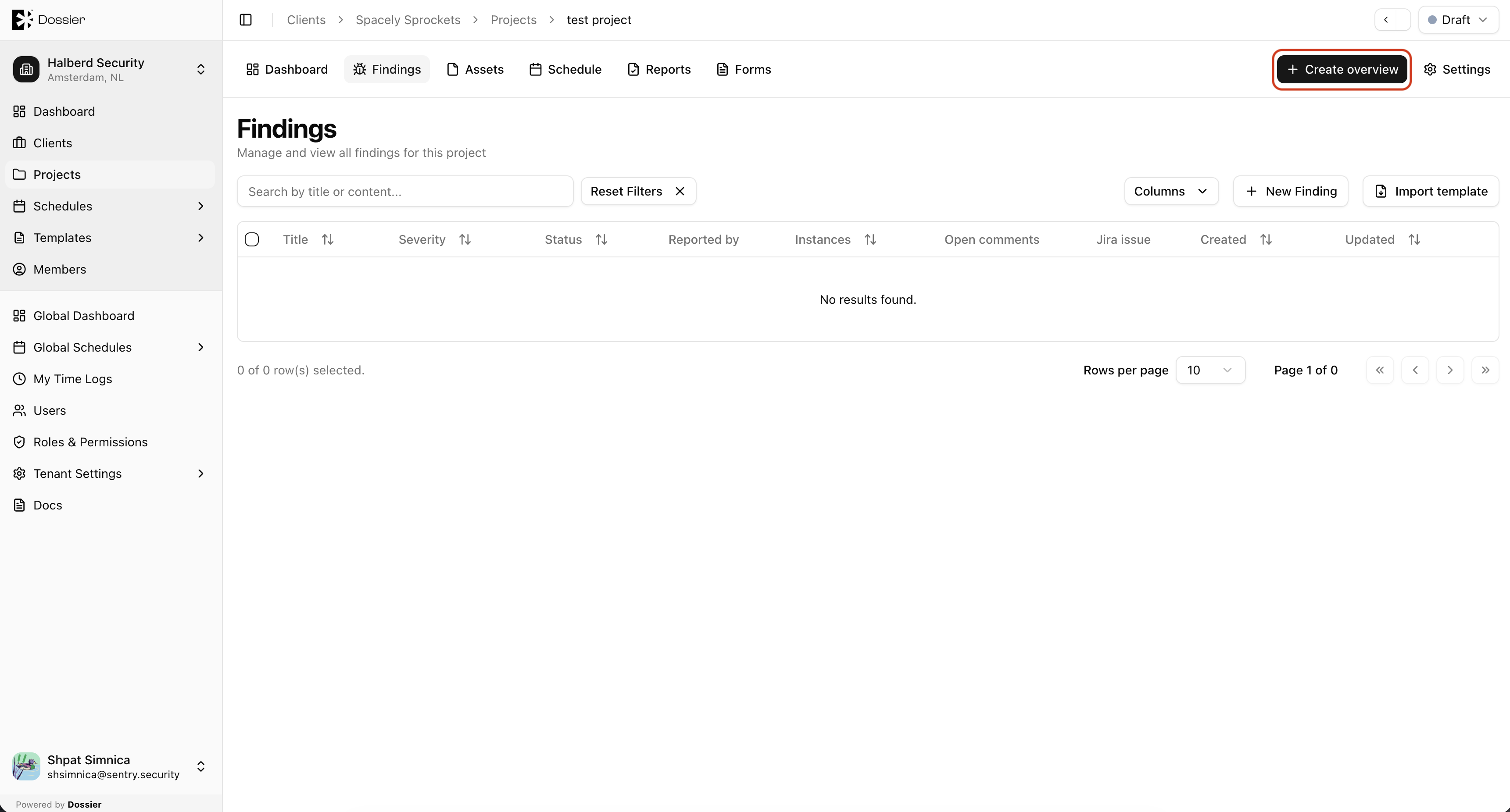 Create overview