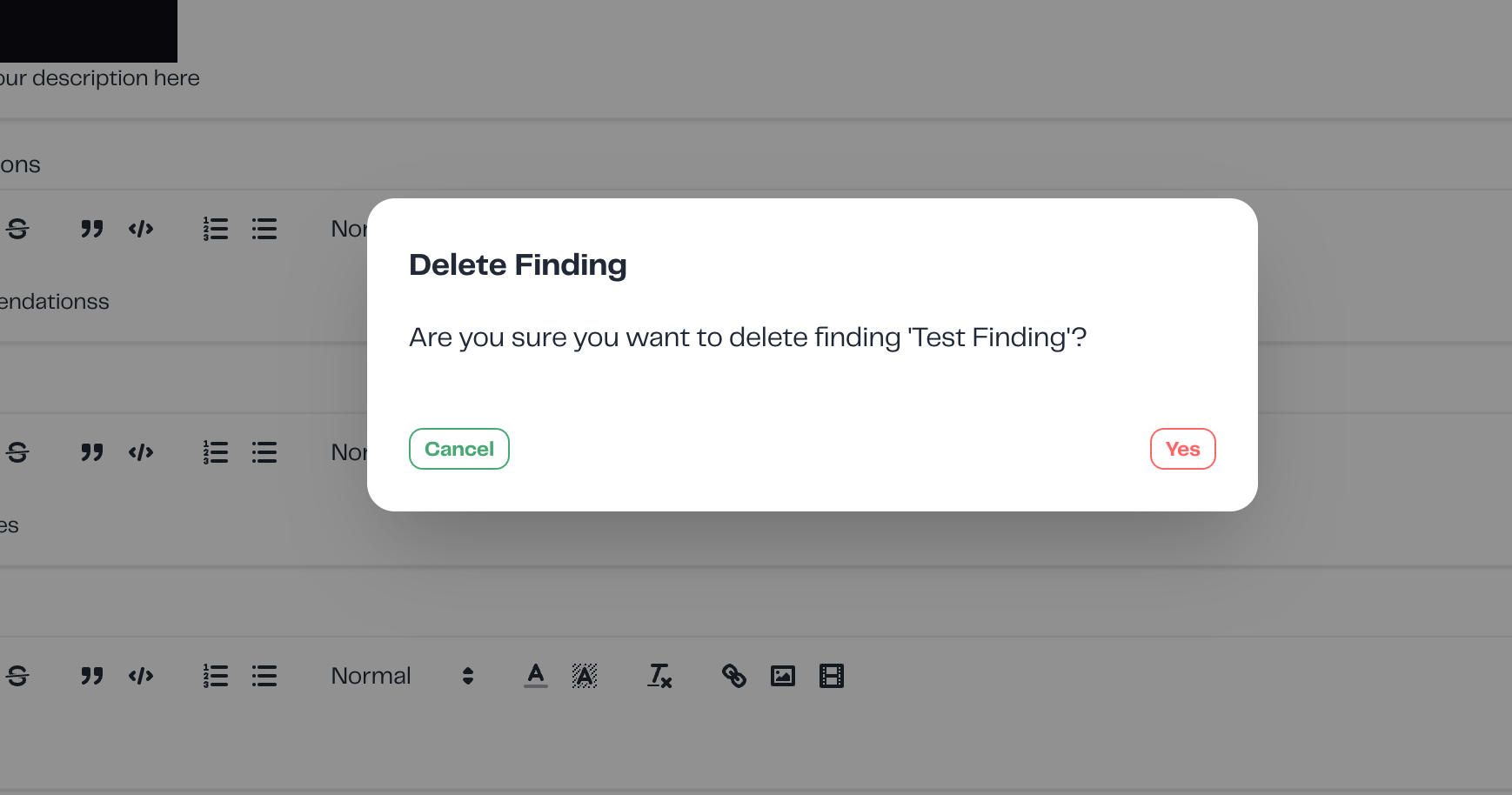 Delete Findings