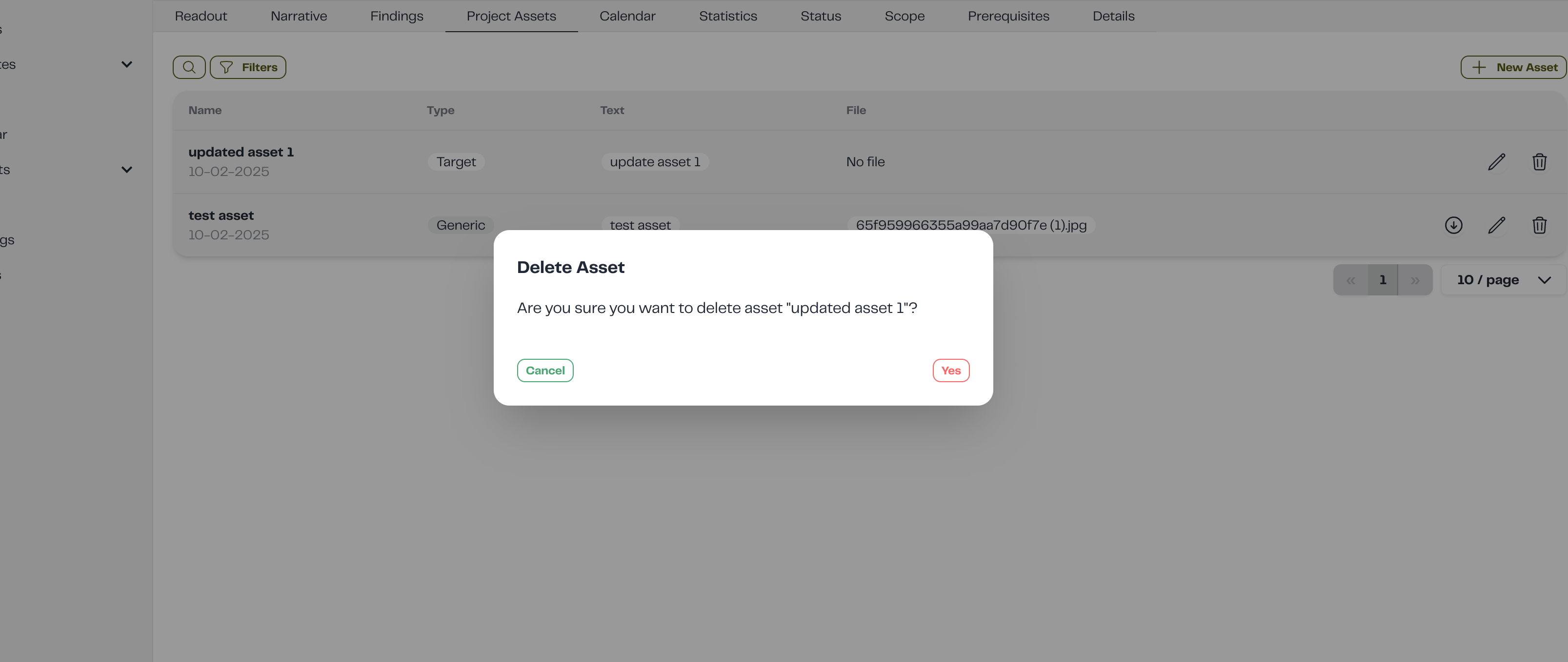Delete Asset