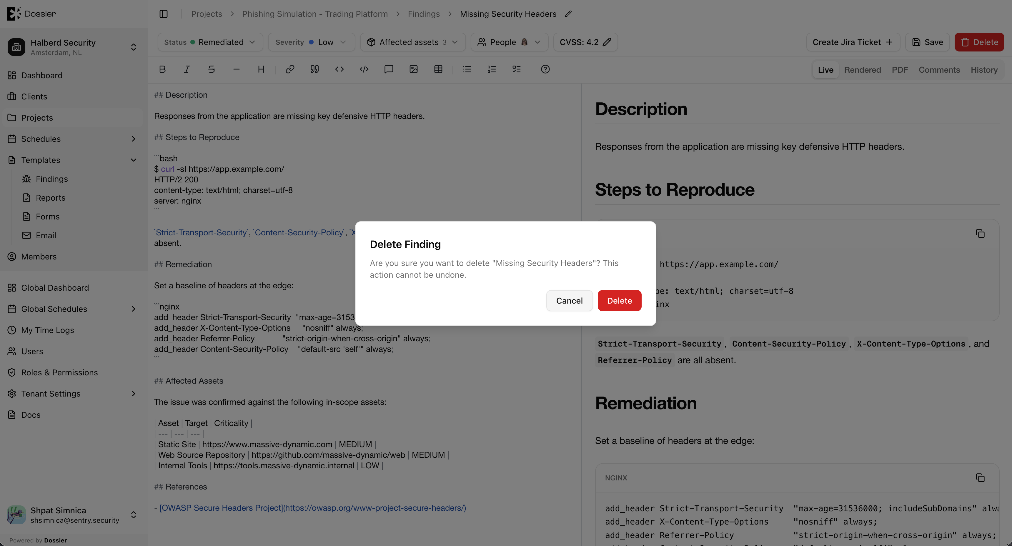 Delete Finding