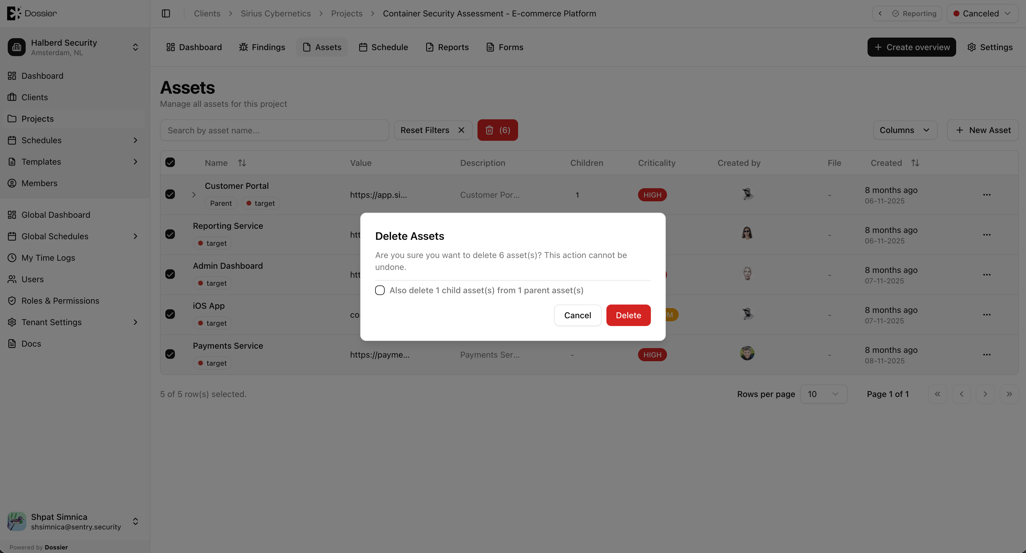 Delete multiple assets
