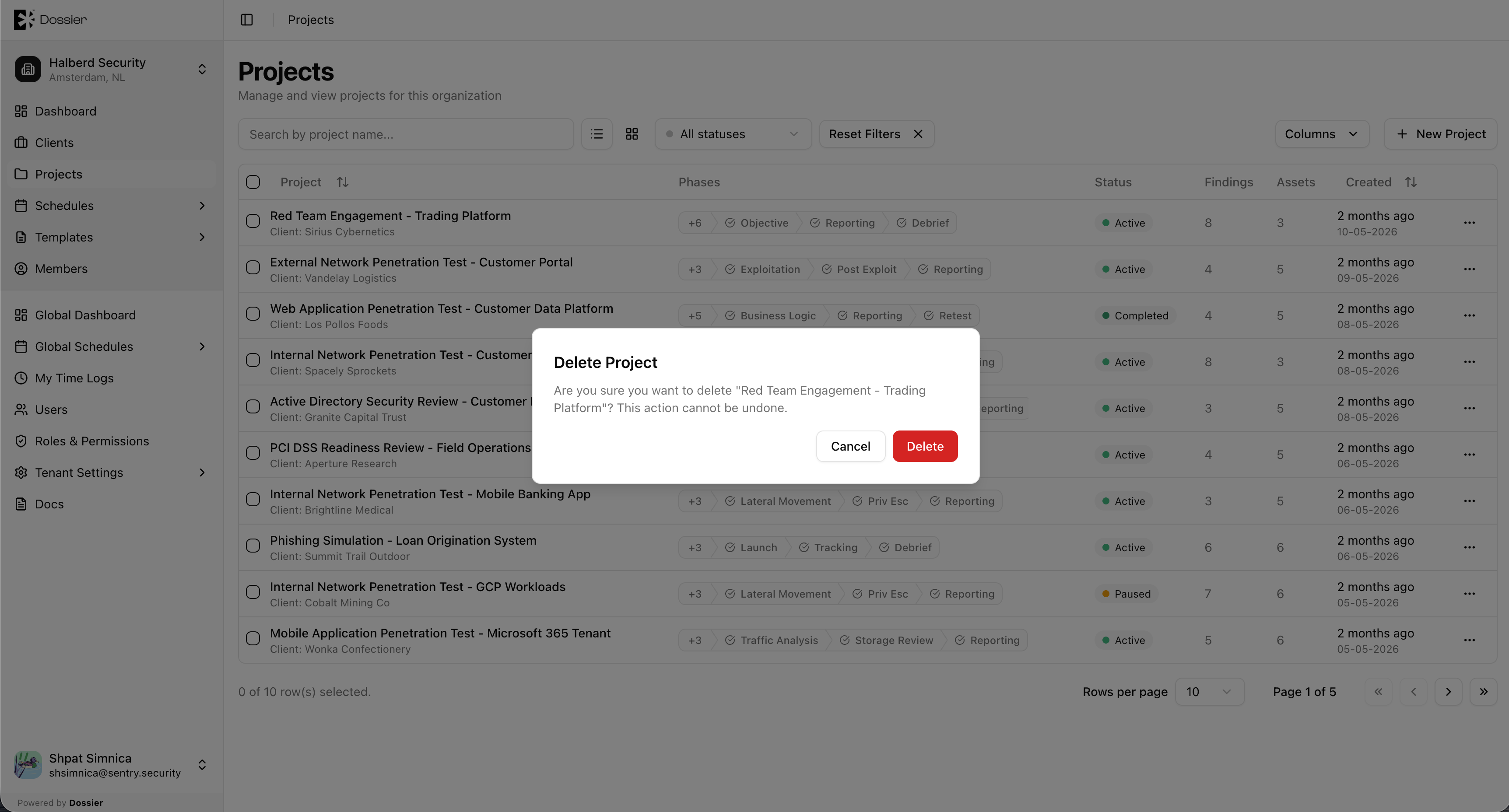 Delete project