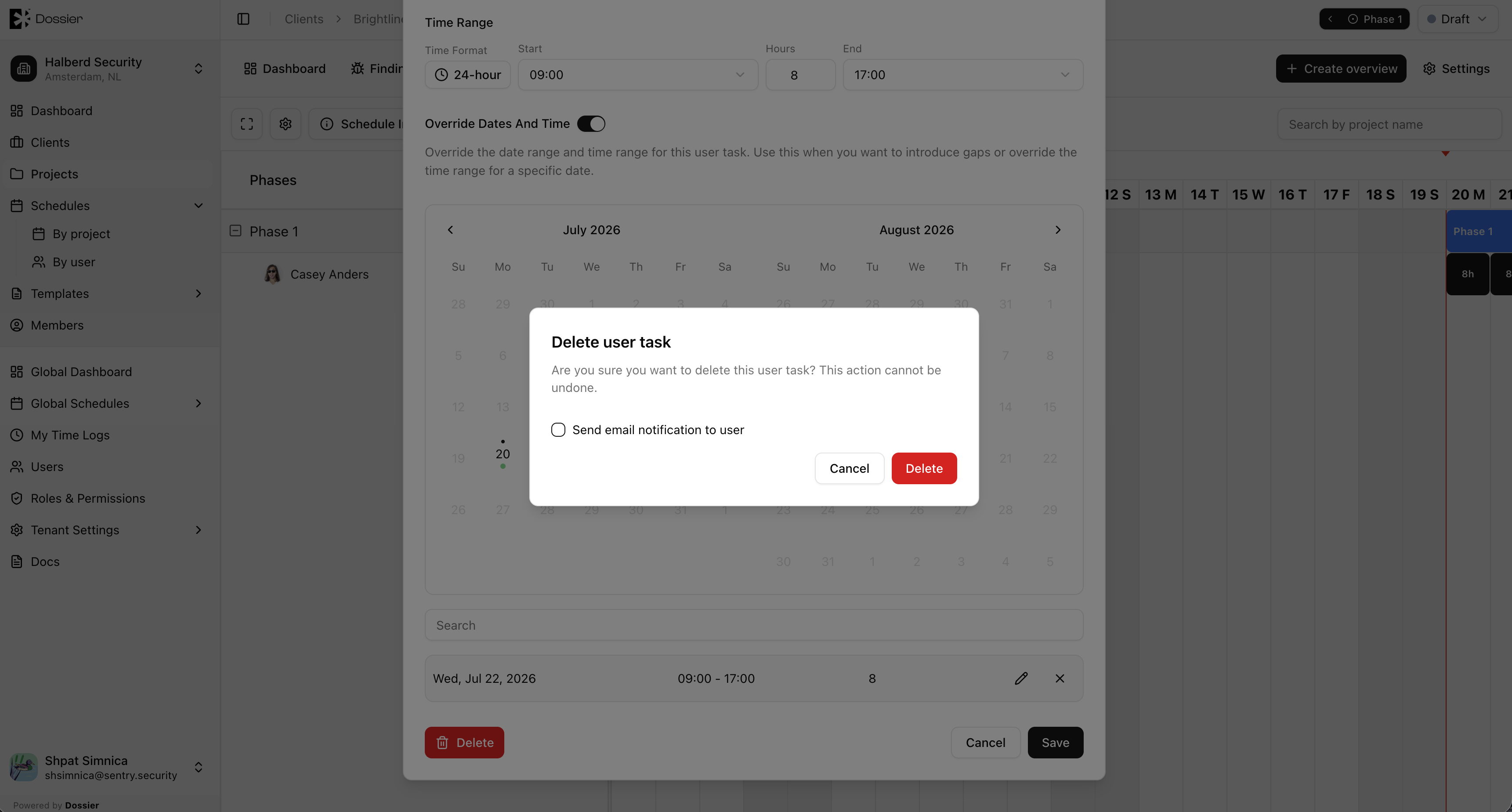 Delete task