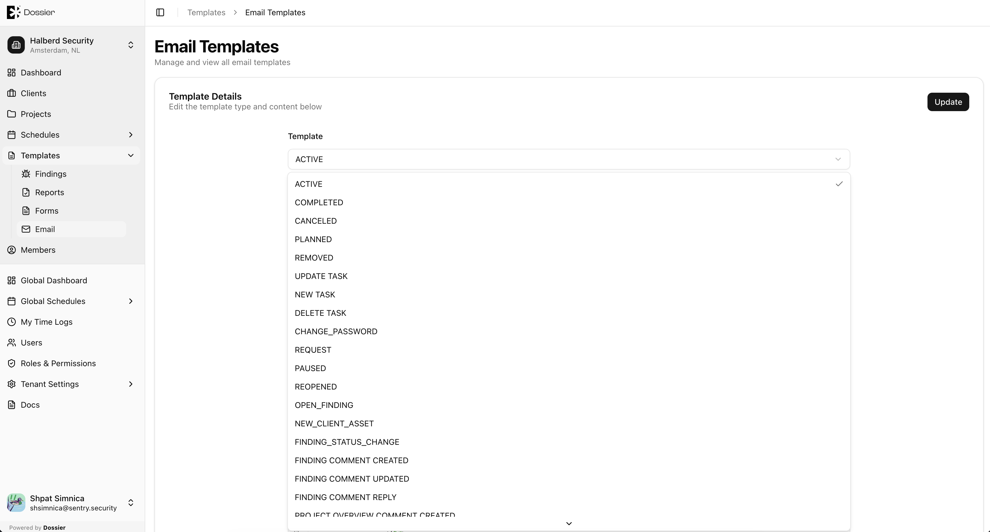 Email Template types