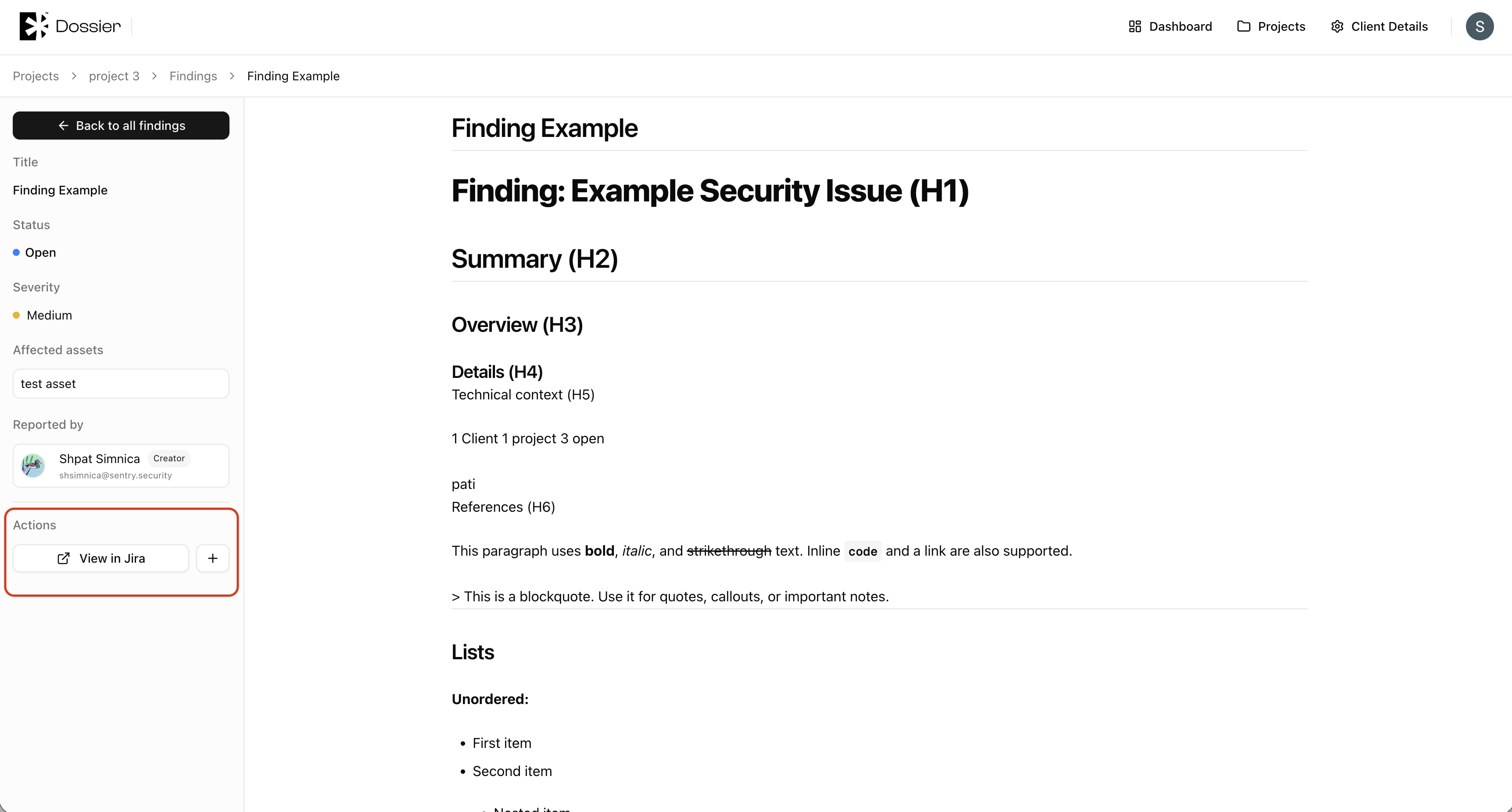 Finding view jira section