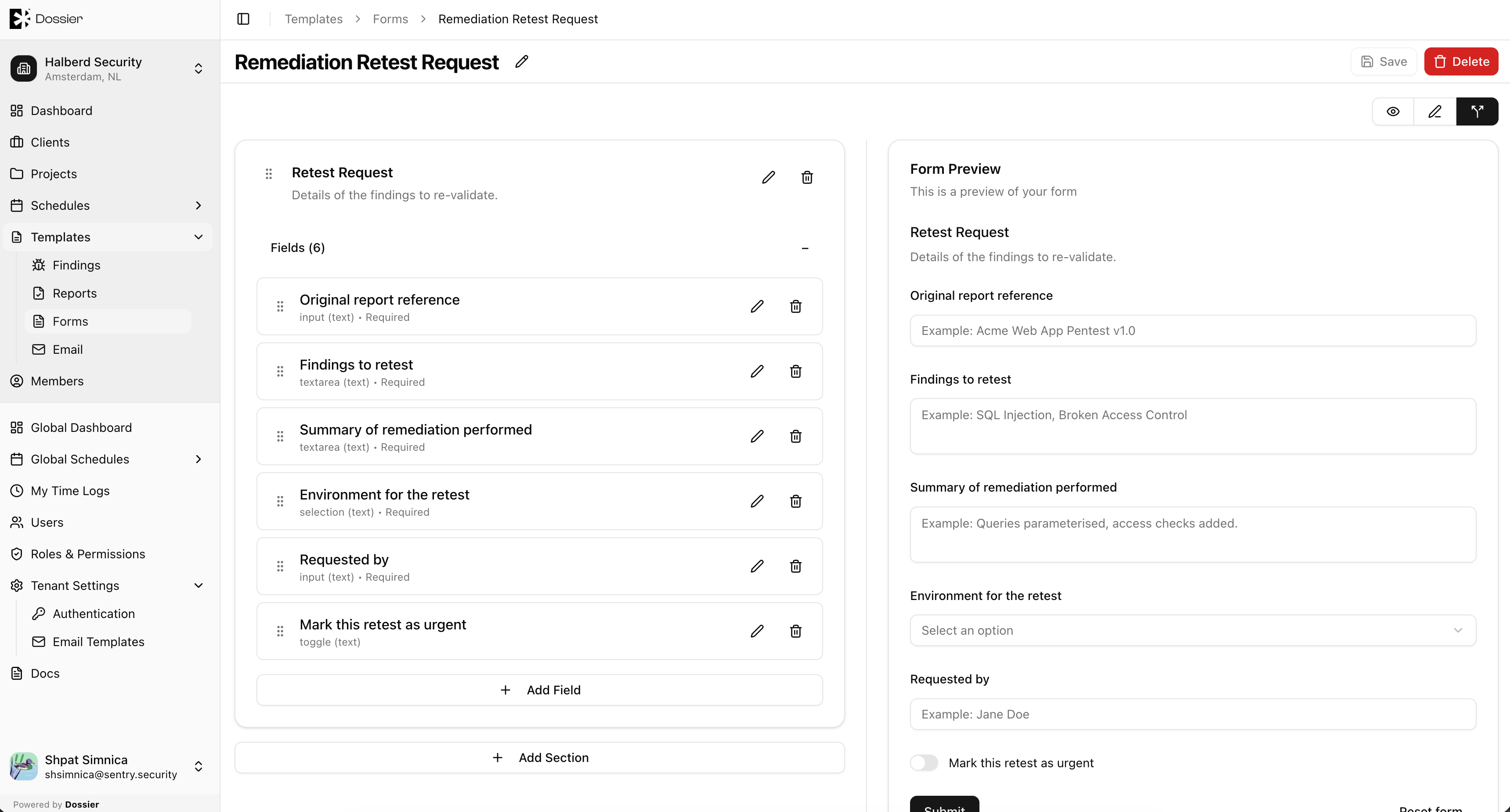 Form template builder