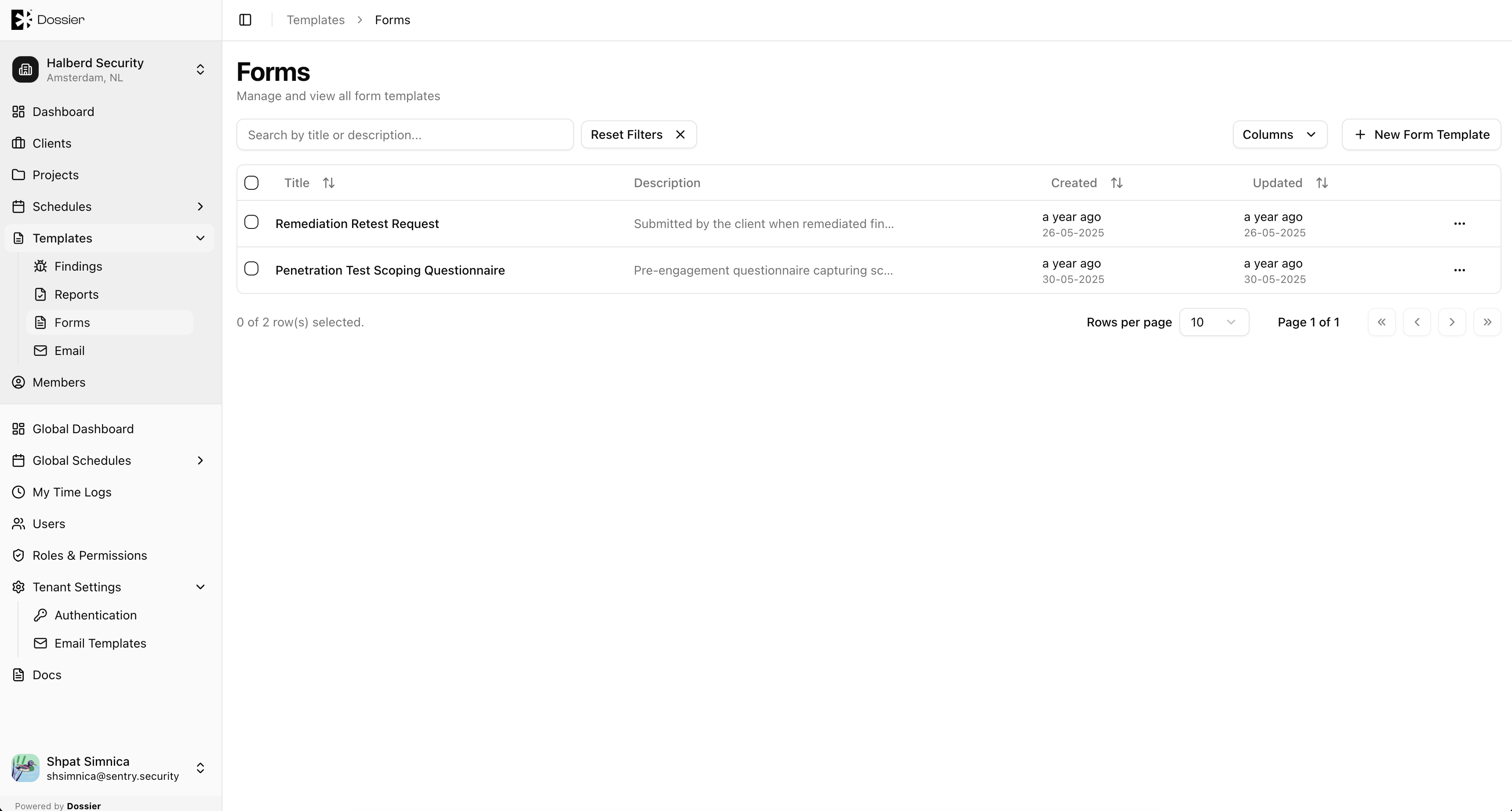 Form templates