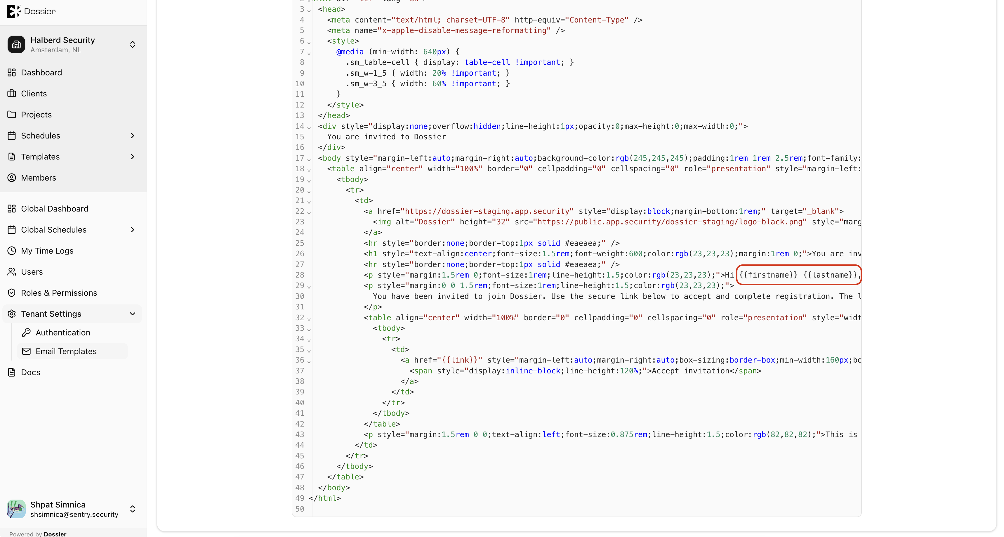Tenant Emails handlebars