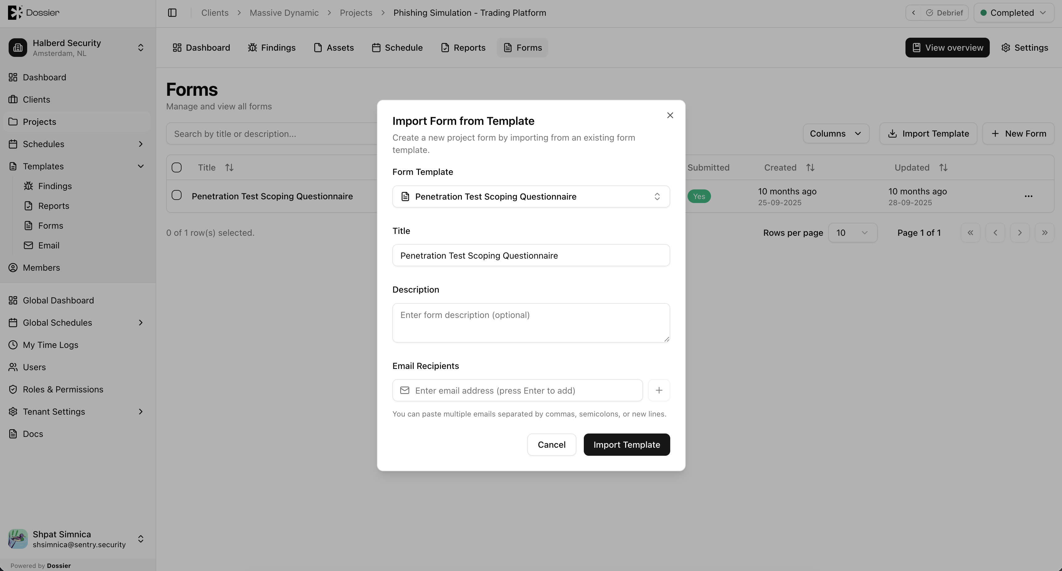 Import Form template