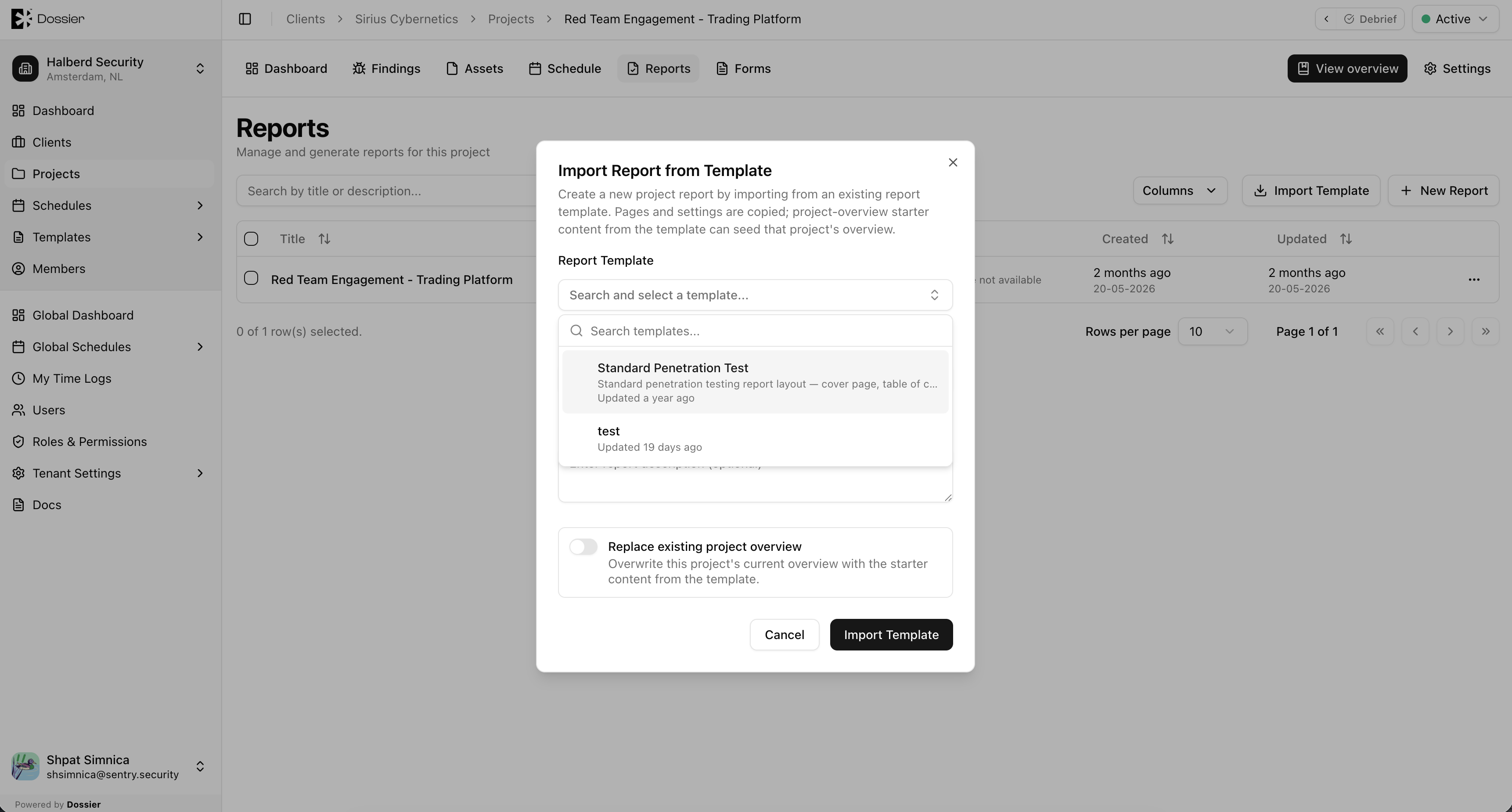 Import template
