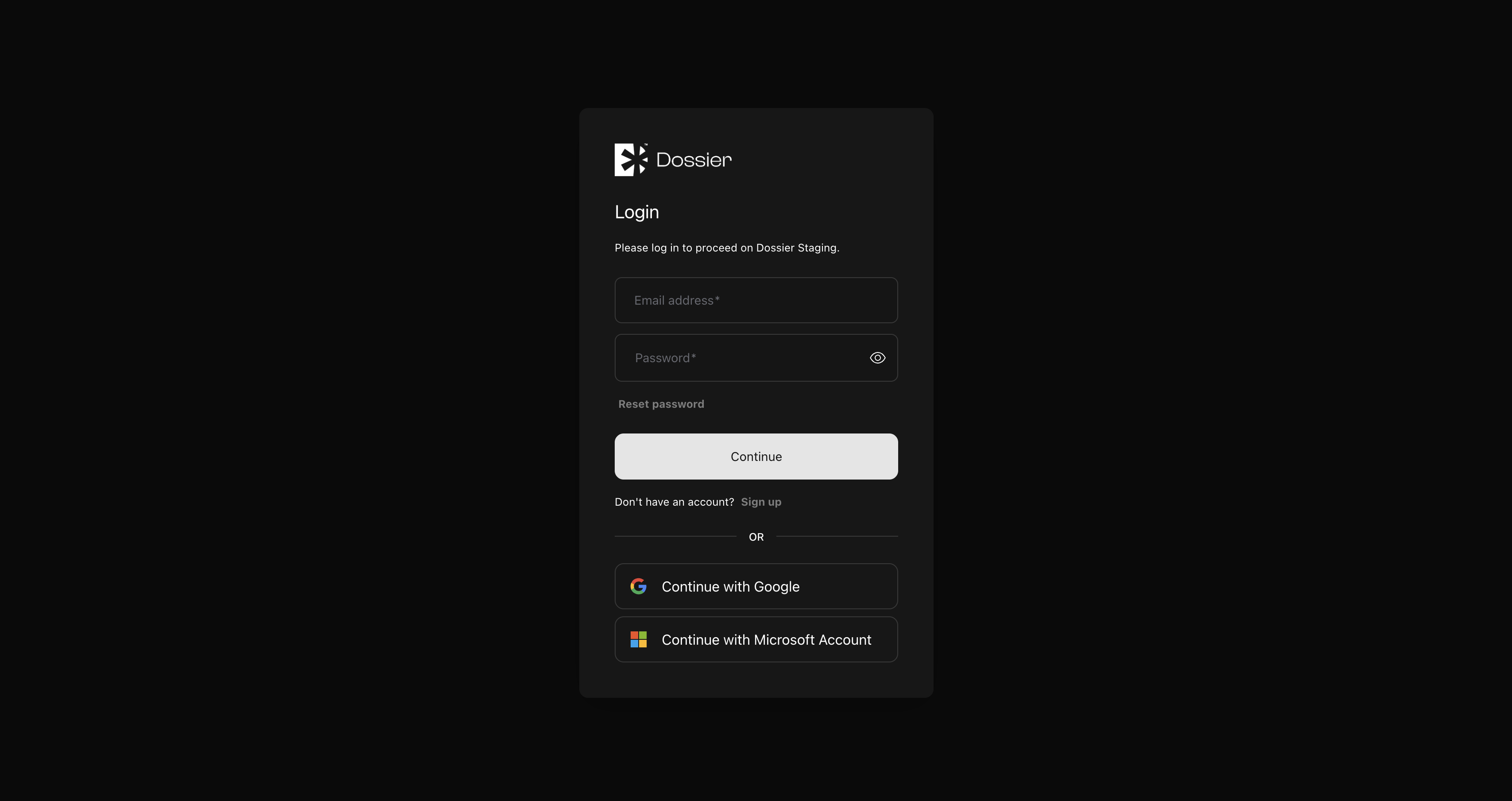 Login page