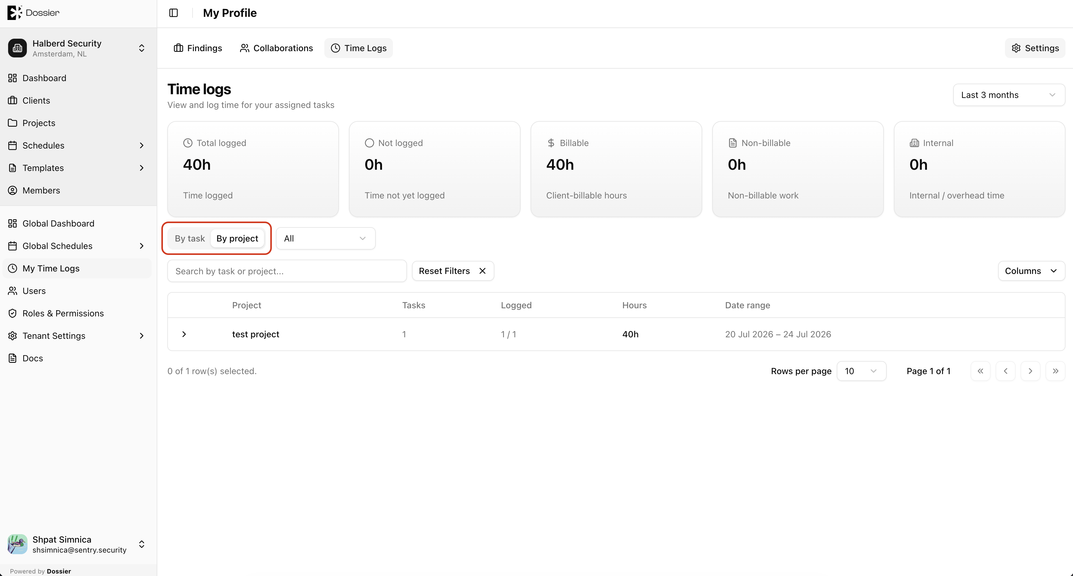 Logs toggle