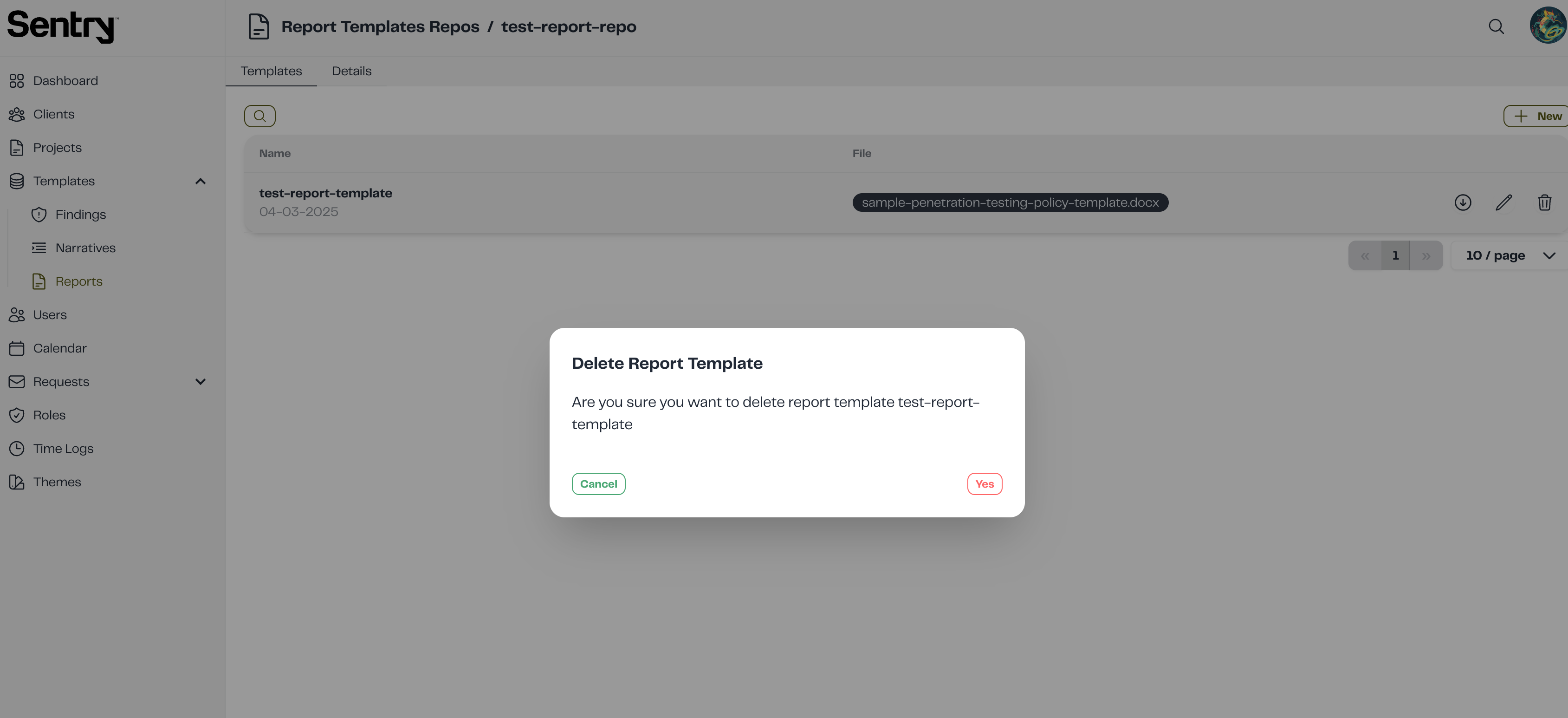 Deletee Report Template