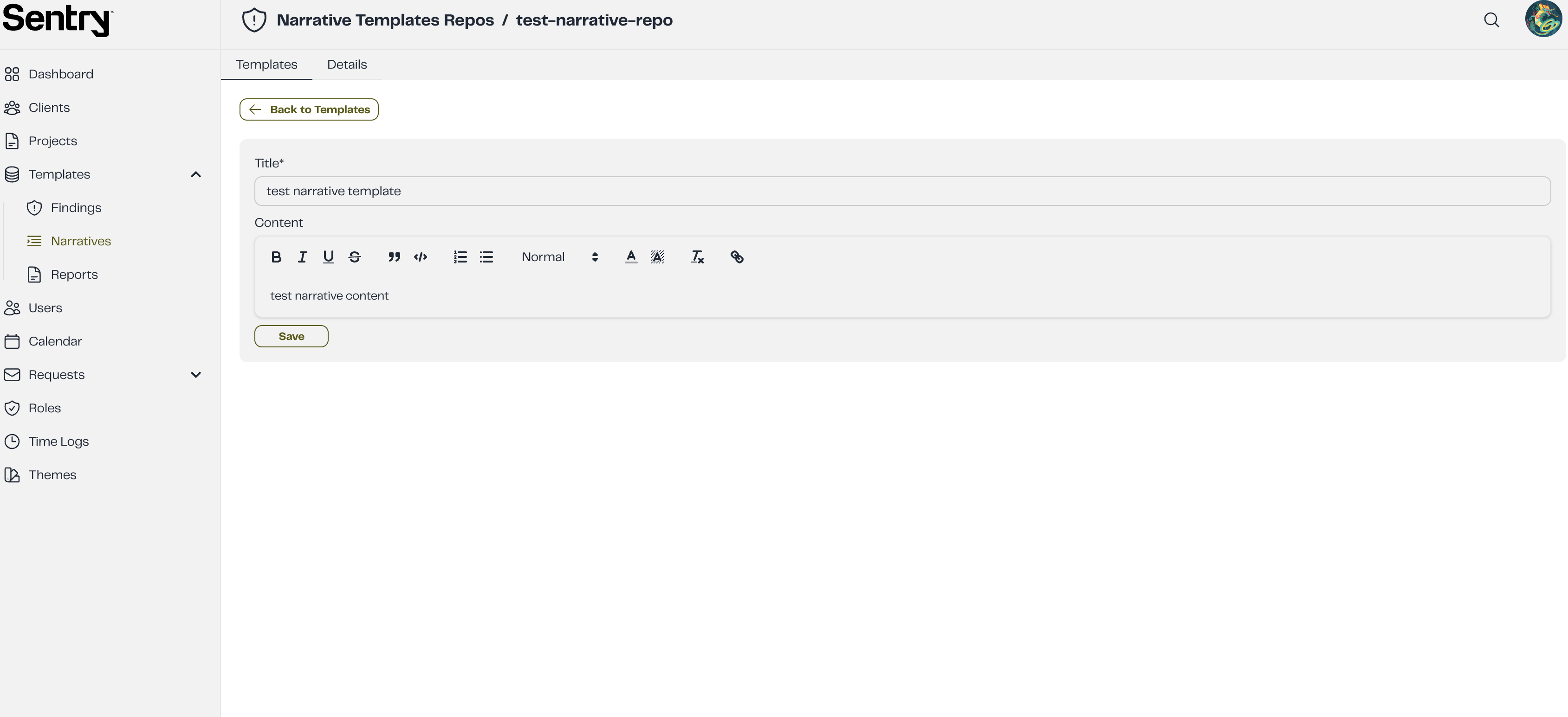 Save Narrative Template