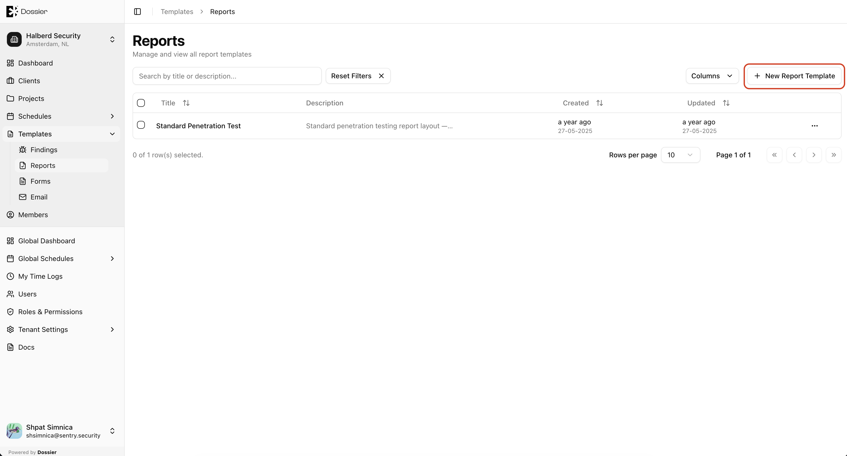 New Report template