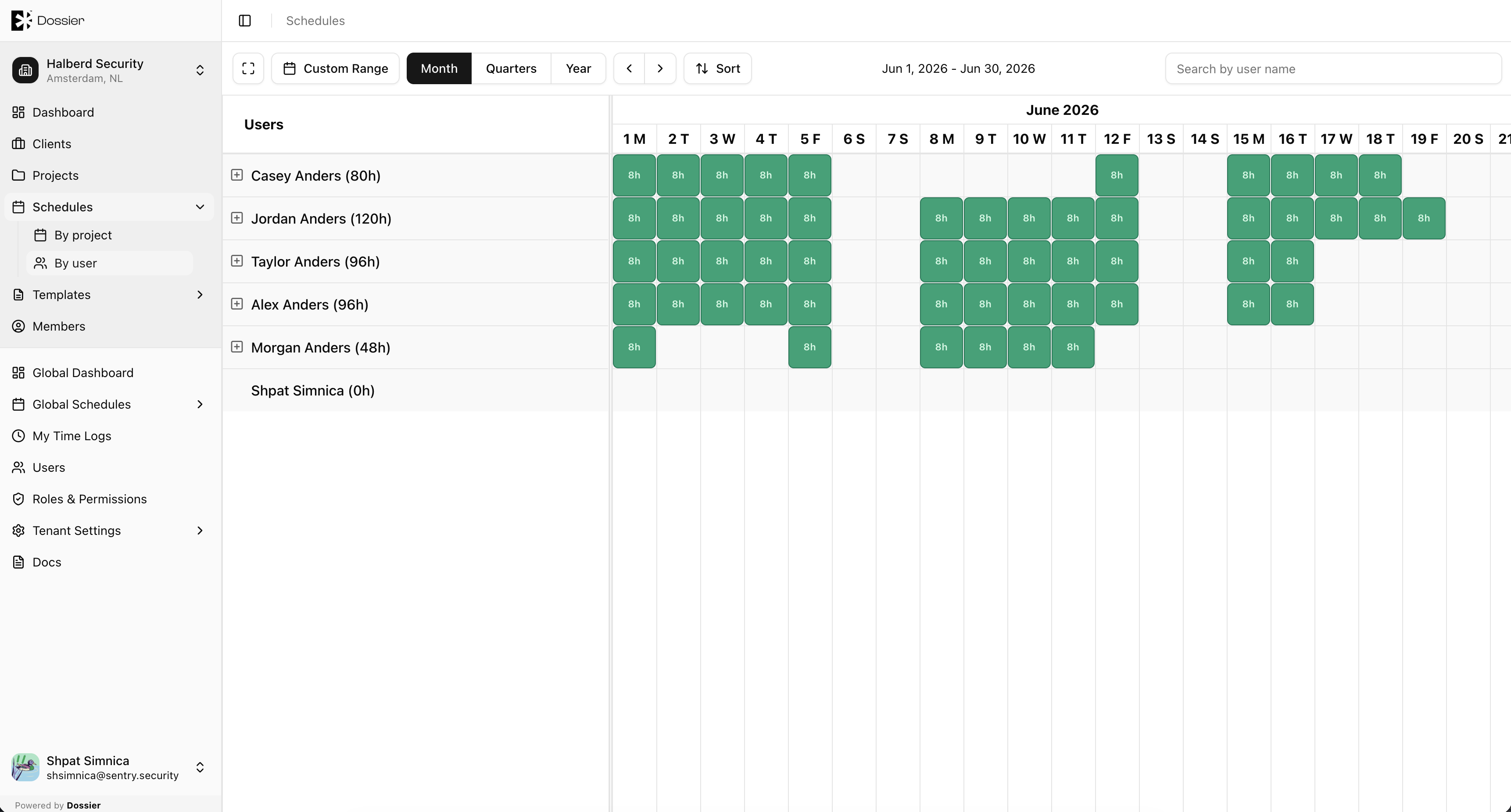User Schedules