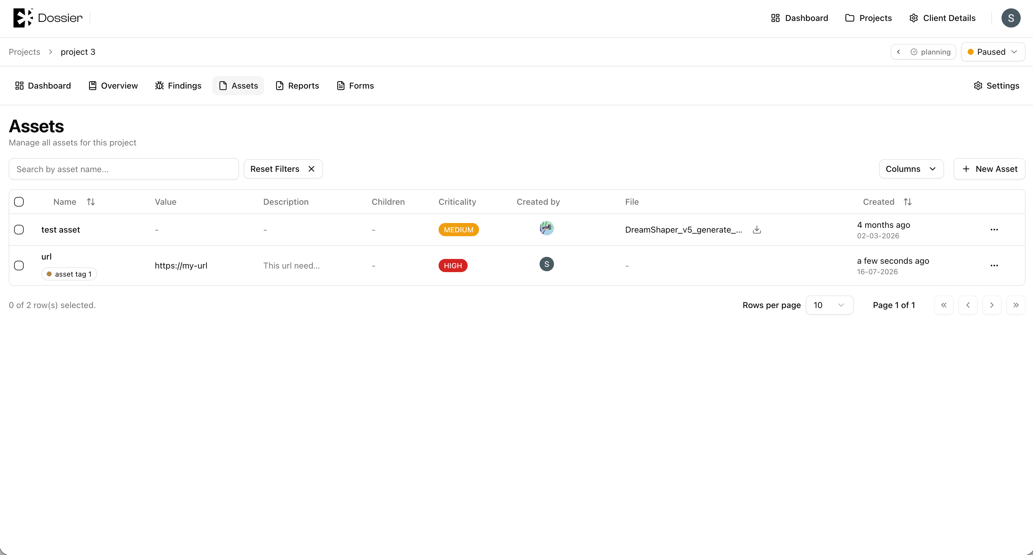 Client portal project assets