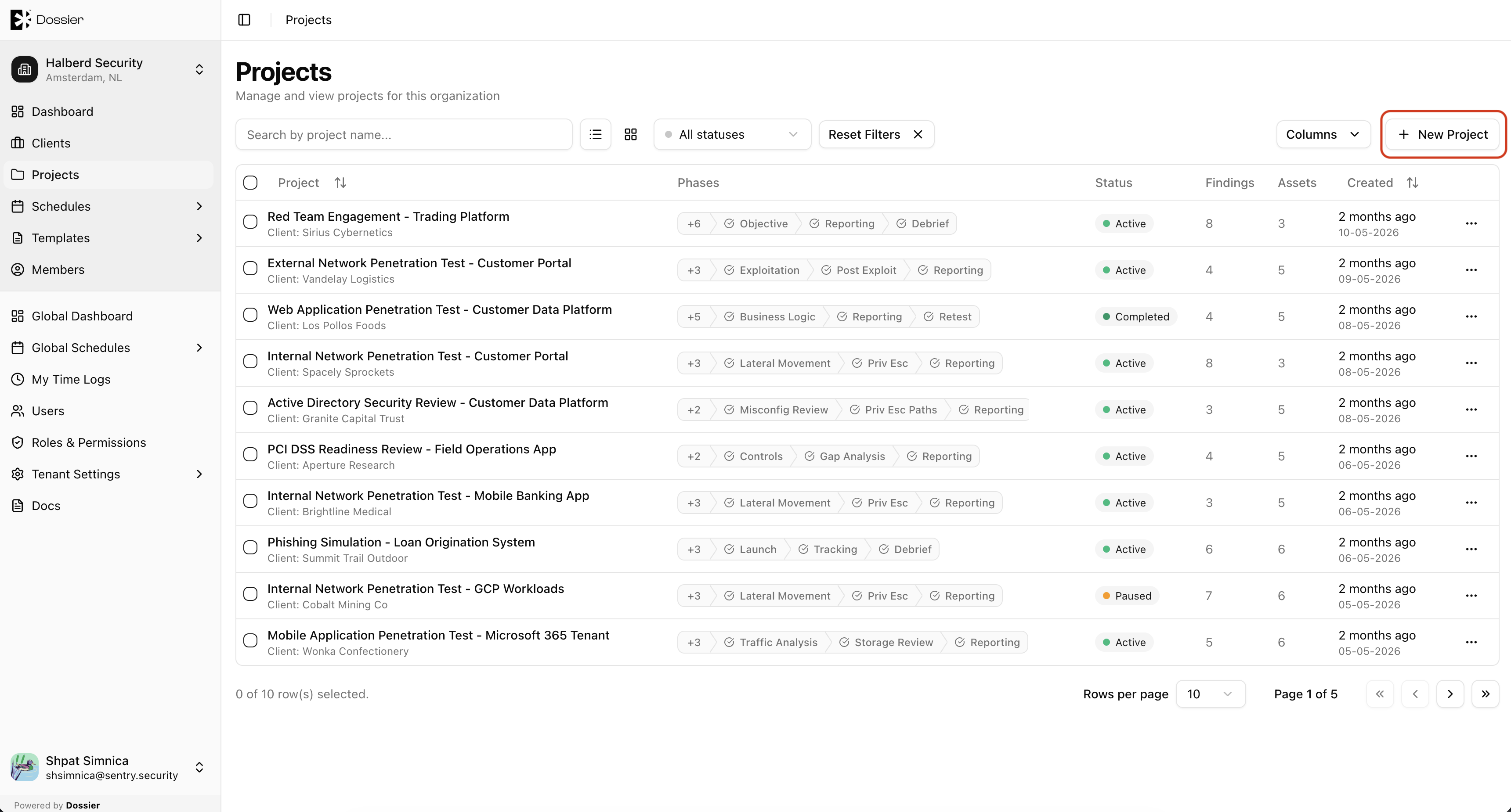 Project list create