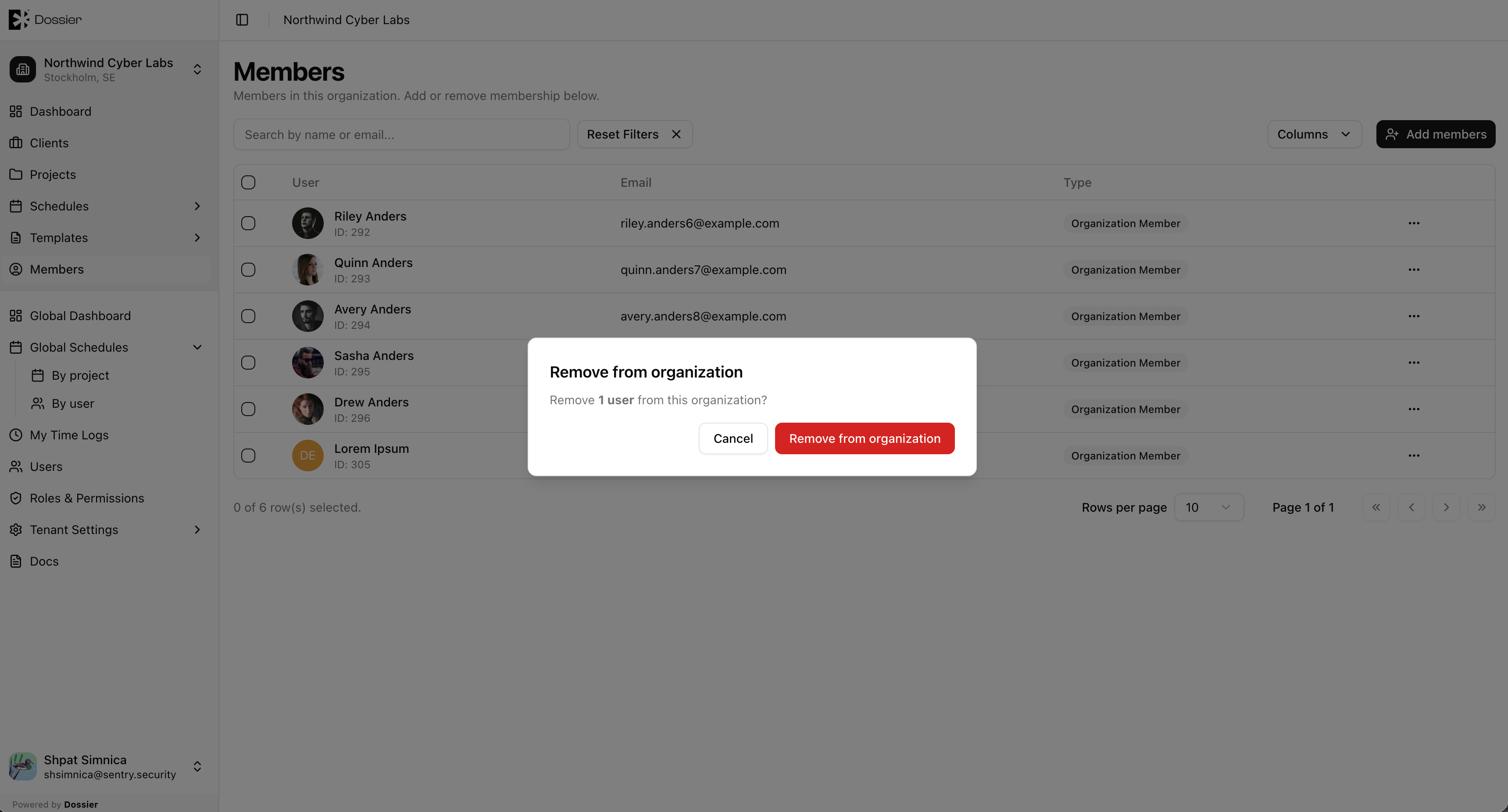 Org remove member