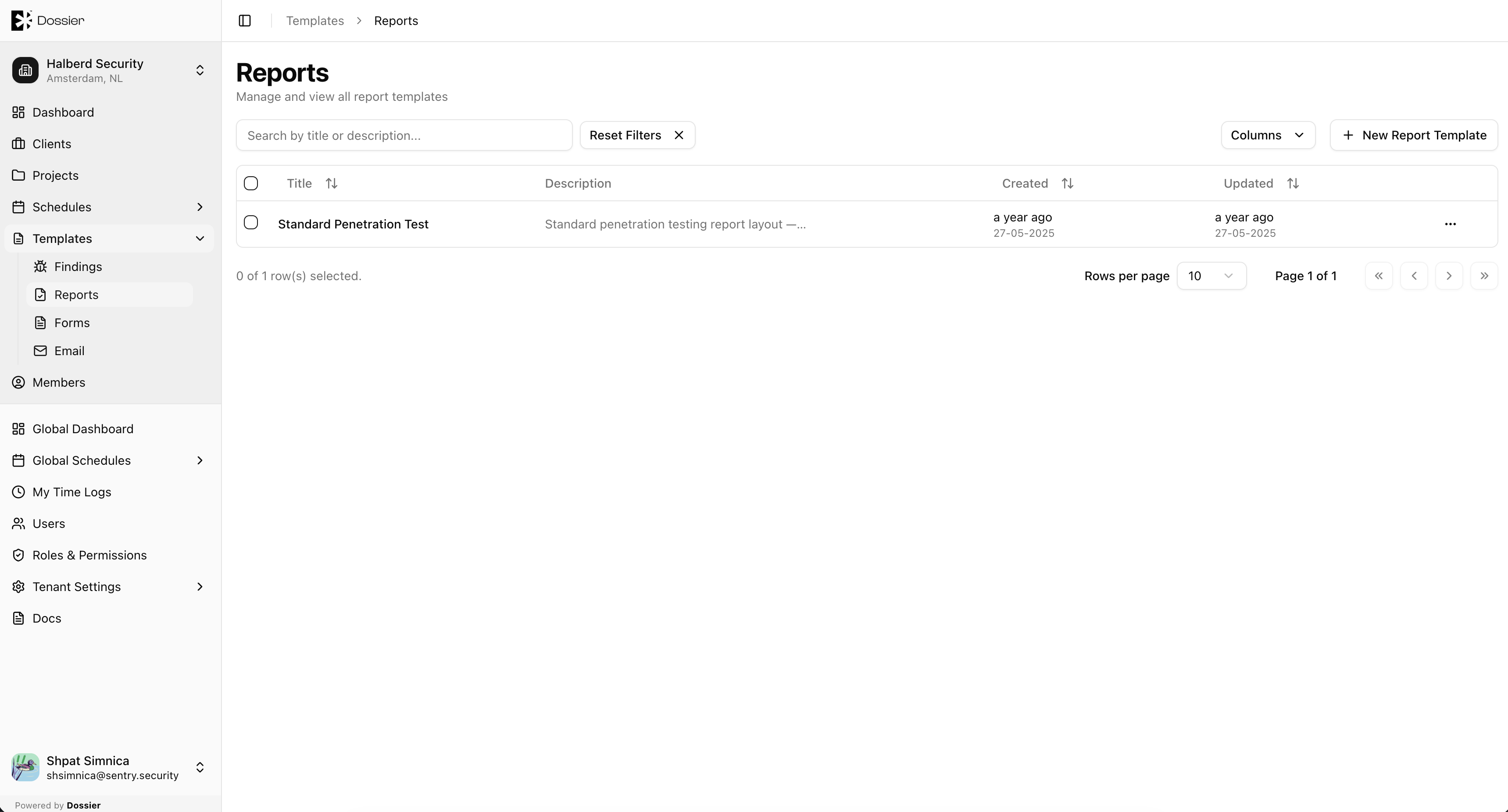 Report templates