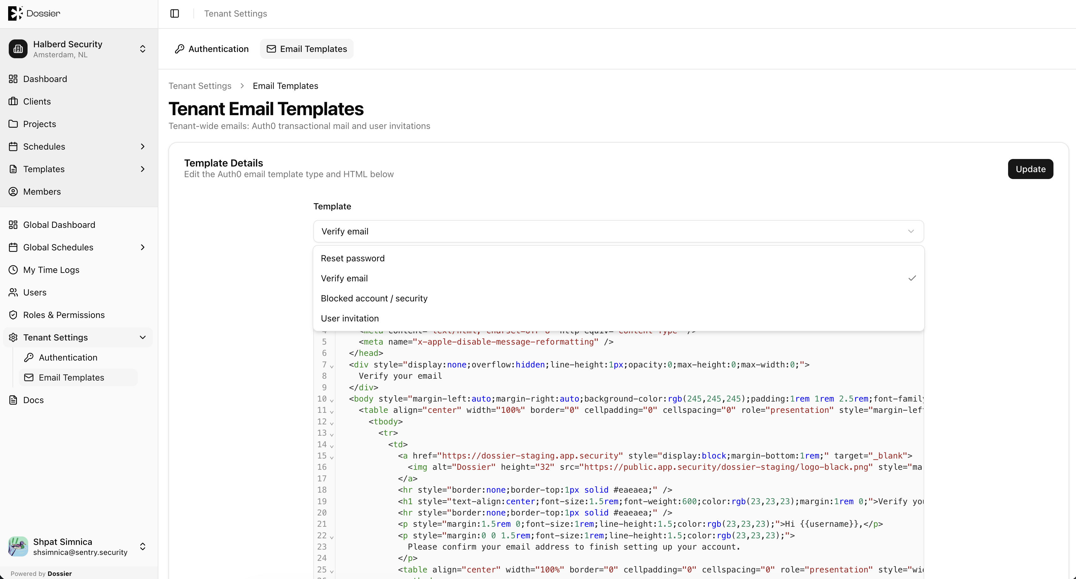 Tenant Emails types